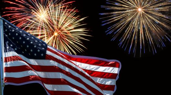 Flag and Fireworks