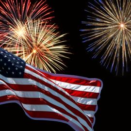 Flag and Fireworks