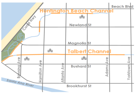 Huntington Beach Channel and Talbert Channel Repair Project Map