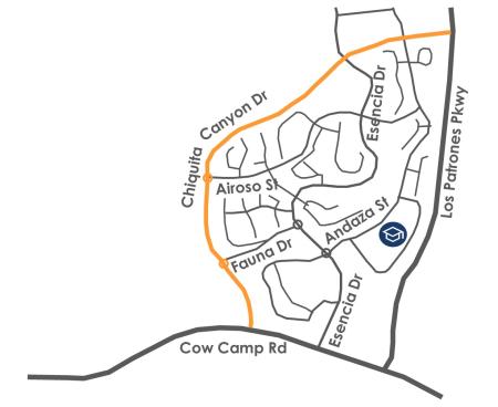 Map of Chiquita Canyon Drive between Cow Camp Road and Los Patrones Parkway Rancho Mission Viejo